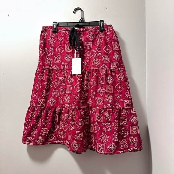 Tiered skirt handmade western cowboy red white adjustable - Picture 5 of 5